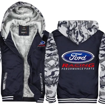 2022 Nové Zimní Vysoká Kvalita vozu Ford logo Mužské Zahustit Bundy Muži s Kapucí Kabát Bunda Teplé Ležérní Čalouněný Kabáty