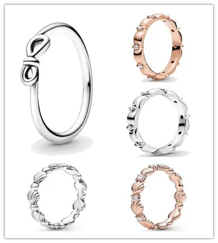 925 Sterling Silver pandora Prsten Klasický Nekonečný Uzel S Crystal Prsteny Pro Ženy Svatební Dar Šperky