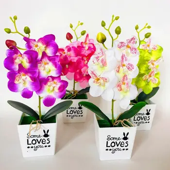 Falešné Květina Umělý Motýl Orchidej Bonsai Falešné Květina s Trávou pro Svatební Domů Festival Dekorace