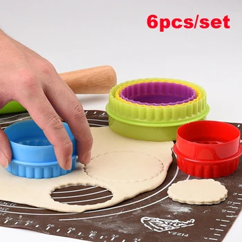 6 ks/set DIY Plastická Ražba Vaření Sušenky Ražba Fréza Formy Pečení Nástroje Cookie Dort Forma Fondant Kulatý Tvar Cupcake