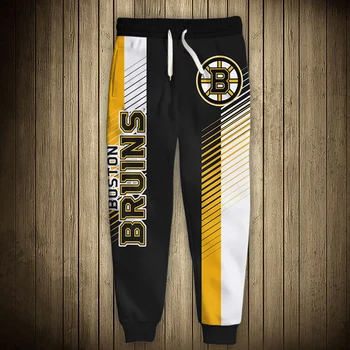 Boston pánská Ležérní Bruins Sportovní Kalhoty Doodle Proužek Kolo Abeceda B Tisk Tepláky