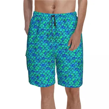 Barevné Mořská Panna Board Šortky Aqua Modrá Váhy Muži Roztomilý Beach Krátké Kalhoty Hot Prodej Celní Plus Velikost Plavky