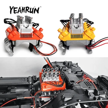 YEAHRUN Simulace V8 Motor, Kryt Motoru Kapotou Ventilátor Chladiče motoru pro Traxxas TRX-4 TRX4 1/10 RC Auto Díly Crawler