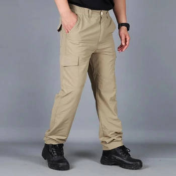 Pantalones de carga transpirables para hombre, pantalón neformální, resistente al agua, con bolsillos de Barva solido, de secado r