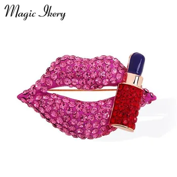 Magie Ikery 2 Barvy Rose Gold Barva Zircon Crystal Luxusní Rty Brože Velkoobchodů Módní Šperky pro ženy MKY6134
