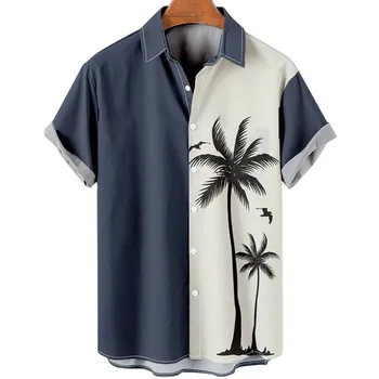 Letní Havajská Košile Pro Muže Ostrov Scenérie 3d Tištěné Tričko Rock Beach Krátké kalhoty Sleeve Pánské Tričko Ležérní Nadrozměrné Oblečení Top