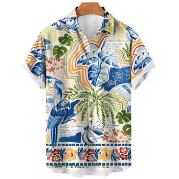 2022 Letní pánská Havajská Košile 3d Tisk Tropické Tričko Dovolenou na Pláži s Krátkým Rukávem Oversized Topy Trička Tričko Muže Luxusní Halenka