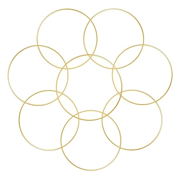 8 Ks Zlatá Kovový Květinový Hoop Kroužky pro DIY Svatební Věnec Dekorace, Lapač Snů a Makramé Zdi Visí Řemesla (8 Palců)