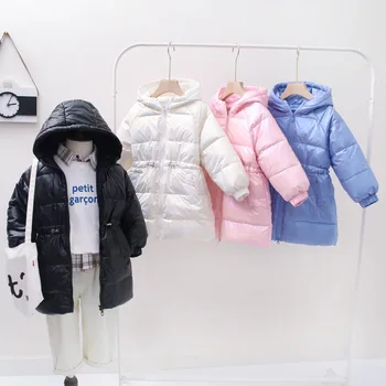 Dětské Oblečení 2023 Nové Módní Umýt Zdarma Bright Bunda Zimní Děti Teplé Kabát Roztomilé Batole Chlapec Dívka Dlouhé Sako Pro 3-8 Rok