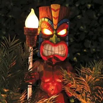 Retro Tiki Obrázek Socha Pochodeň Tiki Prkno Tili Sochařství Hawaii Totem Venkovní Zahradní Dekorace Pryskyřice
