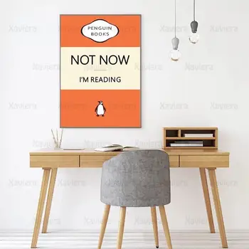 Jednoduché Malířské Plátno Penguin Kniha Není Teď Čtu Zdi Obraz Dekor Plakát Čtení Citát Tisk Milence Dárek Knihkupectví Dekor