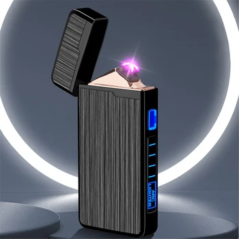 Elektrický Zapalovač Nabíjení USB Dual Arc Plasma Větruodolný Bezplamenová Lehčí Otisk Laser Indukční Mužů Kouření Příslušenství