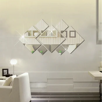 3D Diamond Akrylové Zrcadlo Samolepka na Zeď Pro Ložnici, Obývací Pokoj Dekorace Odnímatelný DIY Umění Nástěnné Dekorace Příslušenství
