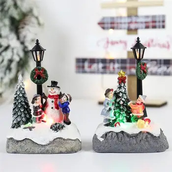 LED Vánoční Scéna, Dům Sněhulák Svítící Vesnice Dům Desktop Pryskyřice Ornament na Vánoční Dekorace Vánoční Dárek pro děti