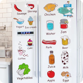 Karikatura Kuchyň Lednice Dveře, Samolepky, Dekorativní Samolepky Potravin, Ovoce Odnímatelný Zeď Samolepka, samolepky Na Zeď
