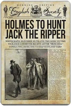 Holmes k Lovu Jack Rozparovač Retro Plechové Znamení Deska Plakát na Zeď Dekor Art Zchátralého Elegantní Dárek, Vhodný 12x8 Palcový