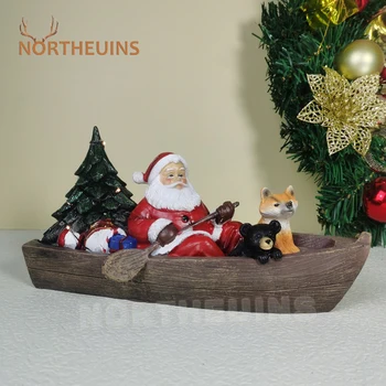 NORTHEUINS Pryskyřice Lodičky, Figurky Santa Claus pro Vnitřní Tvůrčí Navidad Dárek, Domov, Obývací Pokoj Okna Vánoční Ozdoby