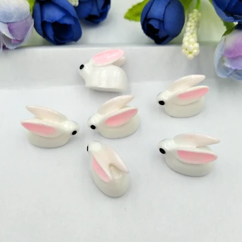 10ks Roztomilý Králík Velikonoční Dekorace Miniaturní Hare Zvířecí Figurka Pryskyřice Craft Mini Bunny Zahrada Ornament