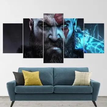 Hráč 5ks Kratos Bůh Války Postavu Hra Wall Art Modulární Plakáty Plátno Obrázky HD Obrazy Domova Obývací Pokoj Dekorace