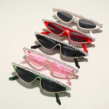 Vynikající Kočičí Oko sluneční Brýle Diamond Crystal Sluneční Brýle UV400 Letní Odstíny Černé, Červené Malé Ženy Luxusní Brýle Gafas de