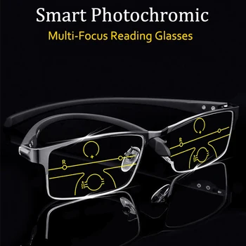 Nový Inteligentní Samozabarvovací Multi-Focus Brýle na Čtení Muži Daleko a blízko dual-použití Anti Blue Ray Multifunkční Presbyopie Brýle
