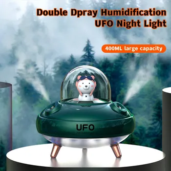 Bezdrátové Zvlhčovač Vzduchu UFO Tvaru Design Auta Duální Trysky Difuzér Aromaterapie Esenciální Olej Aroma Difuzér s Noční Světla
