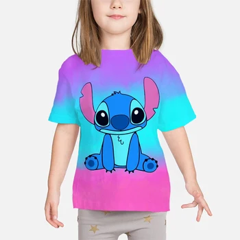 Disney ' s Lilo & Stitch Děti Letní T Shirt Dívky, Chlapci Graphic Tee Kreslených Anime Tops Boutique Děti Steh Oblečení Krátký Top