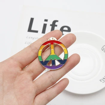 LGBT Design Rainbow Flag Peace Sign Pin Brož Kreativní Kovové Odznaky, Brože Oblečení Lape Kolíky Šperky, Vánoční Dárek Přátelům