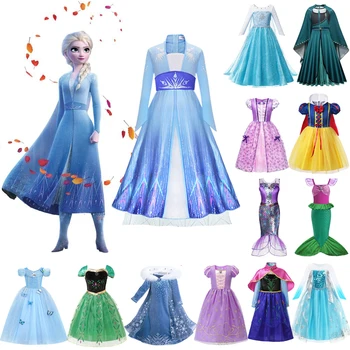Zmrazené 1&2 Sněhová Královna Elsa, Princezna Šaty pro Dívky, Strana, Děti Cosplay Kostým Princezna Vestidos Nového Roku dětské Oblečení Dárky