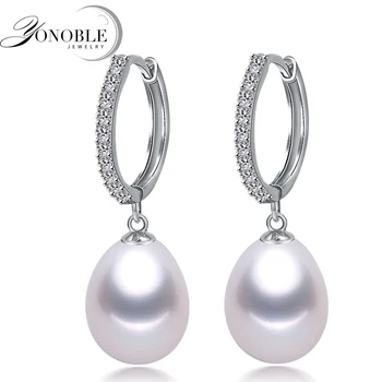 Svatební přírodní sladkovodní pearl hoop náušnice ženy bílá růžová 925 sterling silver pearl náušnice šperky pro dívky dárek k narozeninám