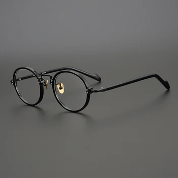 Vintage Acetát Rámu Brýlí Muži Kolo Značky Luxusní Předpis Optické Krátkozrakost Brýle Rám Mužské Ženy Japonsko Retro Brýle