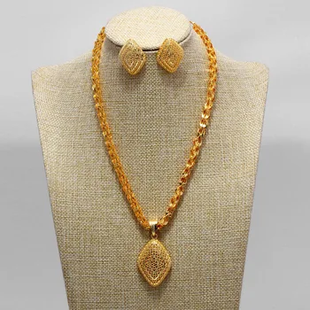 Dubaj Šperky Sady pro Ženy Zlaté Barvy Etiopské Přívěsek Náhrdelníky Náušnice blízkovýchodní Arabské Africké Svatební Šperky