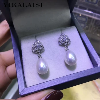 YIKALAISI 925 Sterling Silver Šperky Perlové Náušnice 2019 Jemné Přírodní Perla šperky, 8-9mm stud Náušnice Pro Ženy velkoobchod