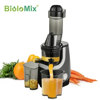 Nové BioloMix Široký Padák Pomalu Masticating Juicer BPA ZDARMA Cold Press Juice Extractor pro Vysokou Nutriční hodnotou Ovocné a Zeleninové Šťávy