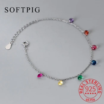 SOFTPIG Real 925 Sterling Silver Zirkony Kapka Vody Řetěz Náramek Pro Ženy Klasické Jemné Šperky Minimalistické Geometrické Bijoux