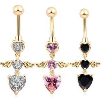 Ženy Módní Sladké Piercing Crystal Anděl Srdce Pupík Pupek Piercing Šperky, Dárky (3 Barvy)
