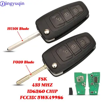 jingyuqin 3BTN 433 mhz FSK 4D63/4 D 60 Čip Remote Auto Klíče Fob Pro Ford Kuga, C-Max, Focus Fiesta Mondeo Galaxy HU101 FO21 Flip Blade