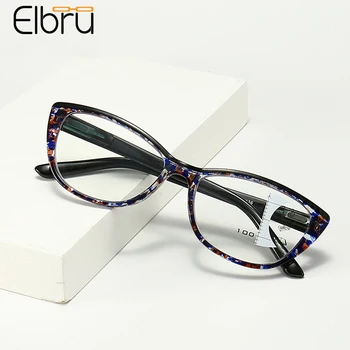 Elbru Anti Blue Light Progresivní Multifokální Smart Zoom Brýle na Čtení Ženy Květinové Cat Eye Anti-únava Presbyopickém Brýle