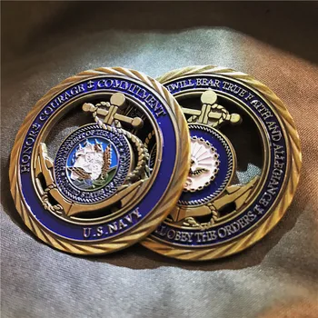 Vojenské Námořnictvo USA Minci Námořnictva Základní Hodnoty Kovu Bronzové Duté Umění Sběratelskou Domova Veterán Dárek Závazek Mince