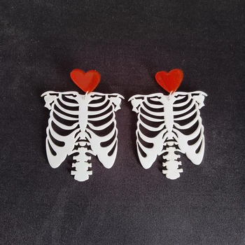 KUGUYS Halloween Skeleton Drop Náušnice pro Ženy Punk Šperky Bílá Akrylová Lebka Módní Cool Příslušenství