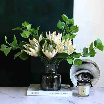 Simulace Eryngium Rostliny Umělé King Protea Hedvábí Pro Domov Falešné Rekvizity Svatební Květiny Dekorace Fotografie Krytý Flo Q6L2