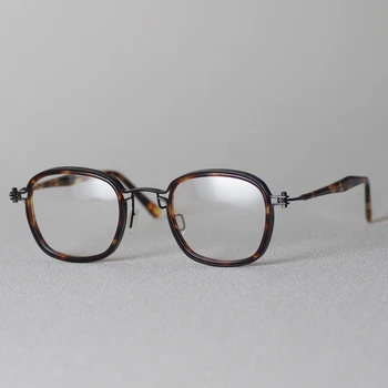 Japonské Ručně Vyráběné Titanové Acetát Rámu Brýlí Muži, Malé Náměstí Dioptrické Brýle Ženy Krátkozrakost Čtení Brýle Oculos