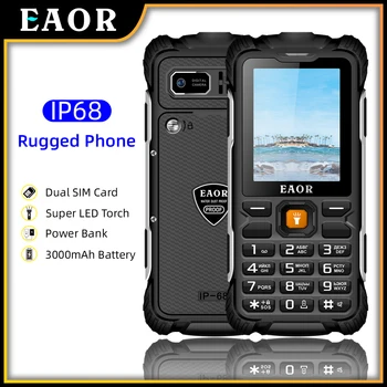 EAOR IP68 Voda/Prach-důkaz Klávesnice, Telefony 2G Robustní Telefon 3000mAh Velké Baterie, Power Bank Funkce, Telefon tlačítkový Telefon