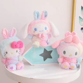 Sanrio Kawaii Plyšové Hračky Hello Kitty, my Melody Cinnamoroll Barevné Velikonoční Série Roztomilé Plyšové Panenky, Hračky pro Holky Dárek k Narozeninám