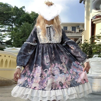 Sen Harajuku Cosplay Ženy Lolita Šaty, Japonské Měkké Sestra Gothic Dream catcher světlo op šaty ženské denní Roztomilé Šaty