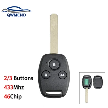 QWMEND Pro Honda Klíč 2/3 Tlačítka ID46 Čip Smart Auto Klíče Pro Honda CR-V CRV Občanské Vhled Ridgeline Accord 2003-2009 Klíče Dálkového ovládání