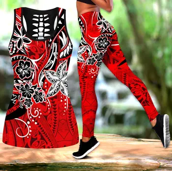 Pohnpei Polynéské Kmenové Tetování A 3D Květiny Po Tištěné Legging & Tank top Sexy Elastické Žena Skinny Legíny DDK30