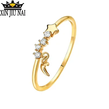 2020 nové 14 K zlata měsíc sliby s crescent řetězci anime ženské prsten šperky Bijoux narozeninám 14k zlatý prsten personalizované