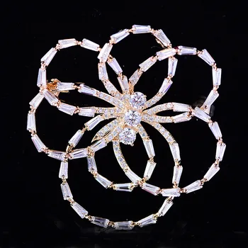 Korejská Verze Velkého Hrudníku Květu Vykládané Zirkony Luk Brož Temperament Pin Šperky Velkoobchod Dámské Šperky Příslušenství
