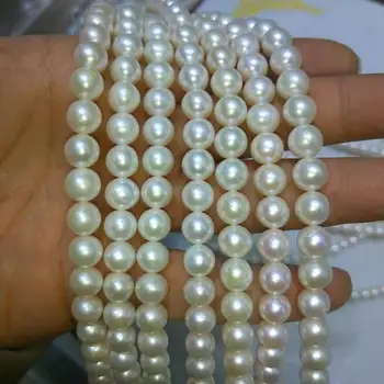16 inch,8-9 mm AA+ vysoký lesk bílý perfektní kolo 100% příroda sladkovodní pearl vysoký lesk